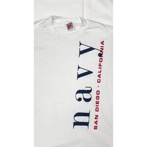 90s Nike X Navy White Single Stitch Graphic T Shirt Sz M